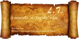Lencsés Terézia névjegykártya